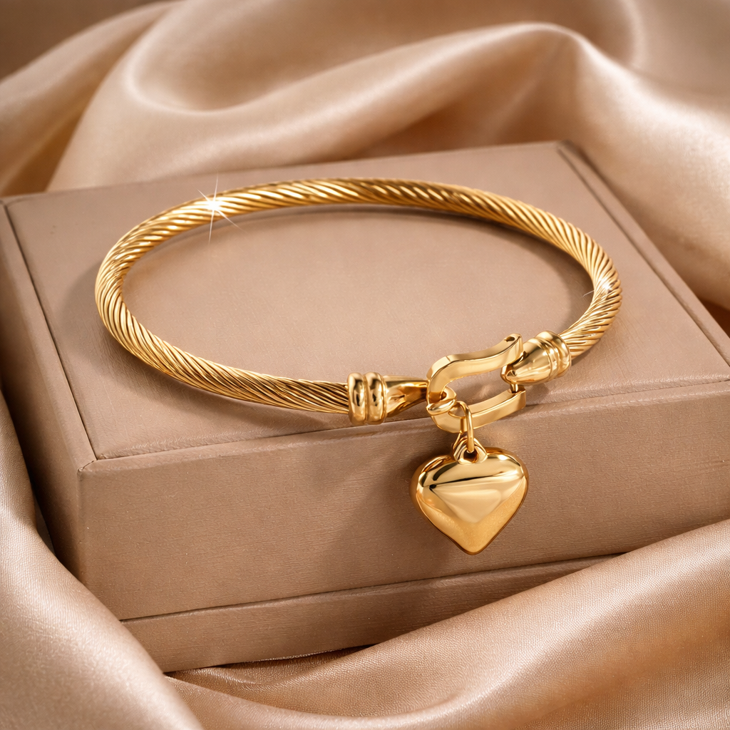 Pulsera Dorada Corazón Acero Inoxidable