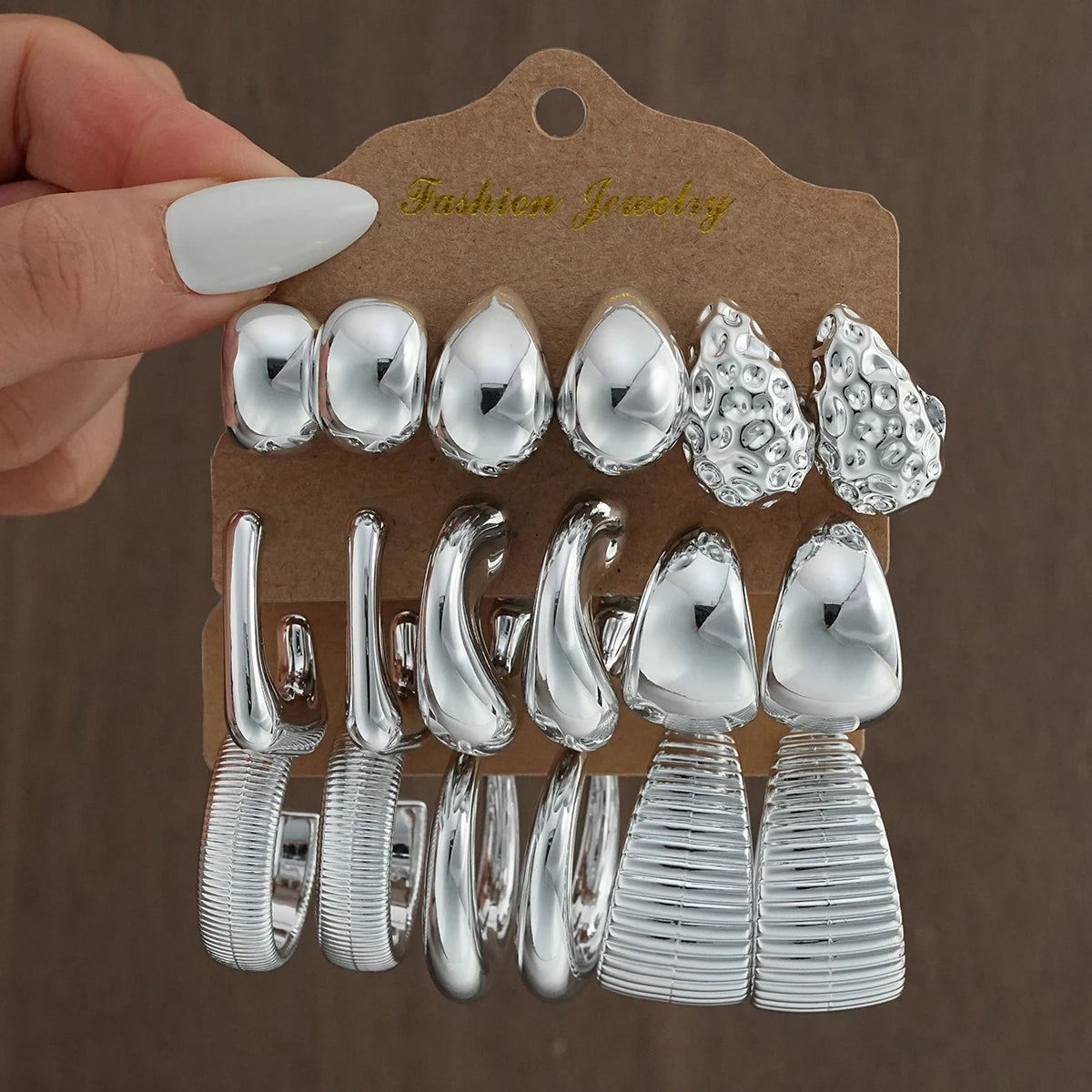 Pendientes Hoop Geométricos Color Dorado