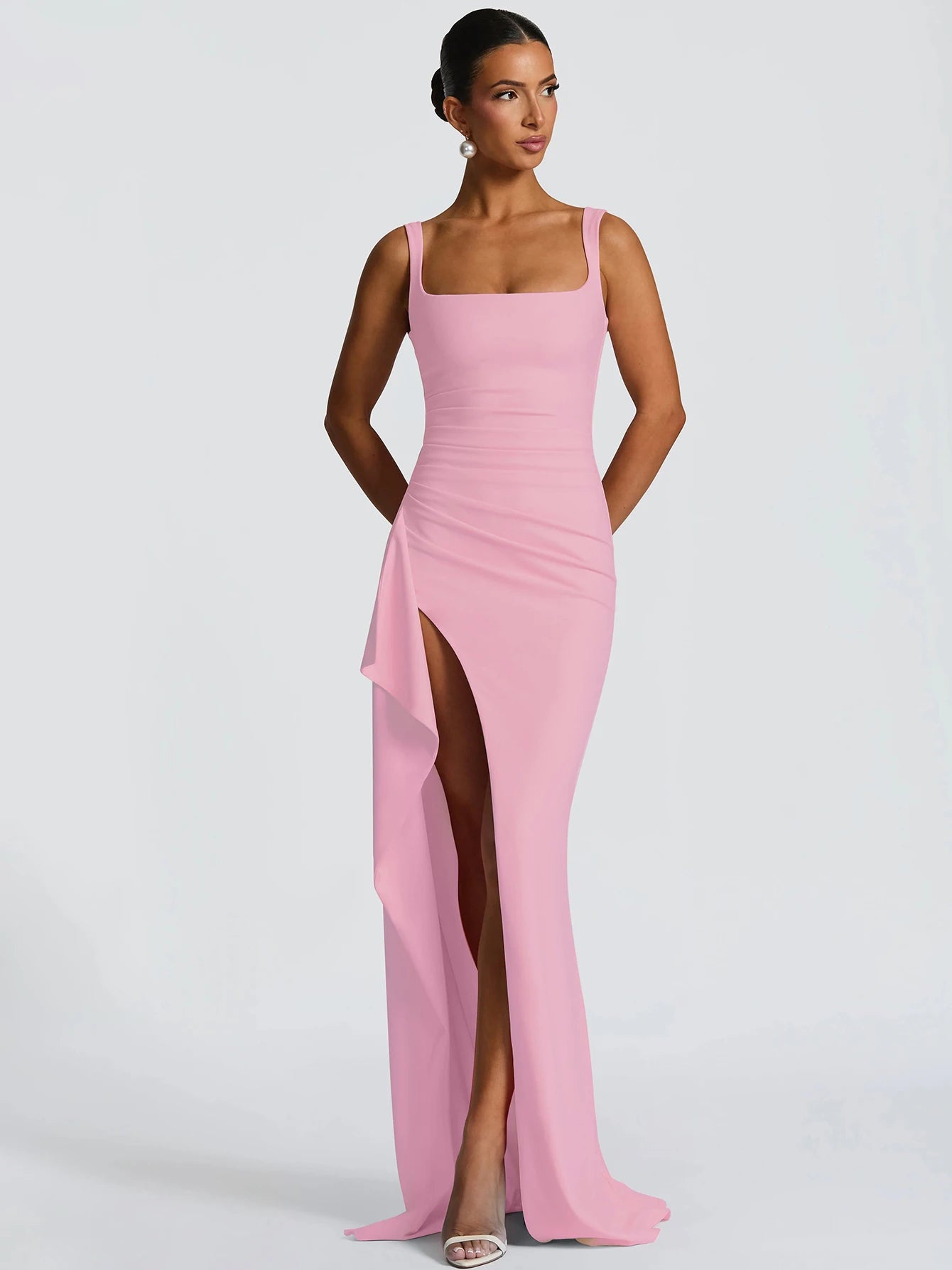 Vestido Largo Asimétrico con Abertura Lateral