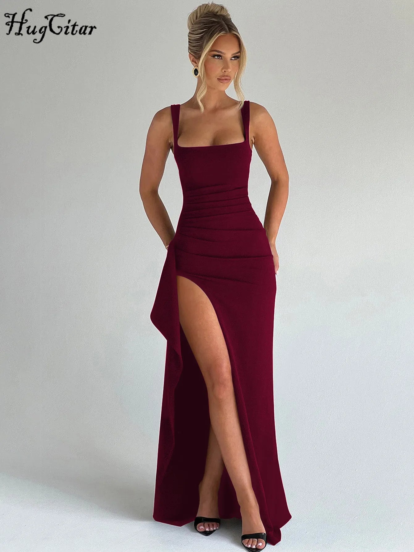 Vestido Largo Asimétrico con Abertura Lateral